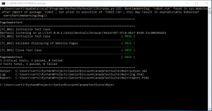 Automated Tests Command Shell Results